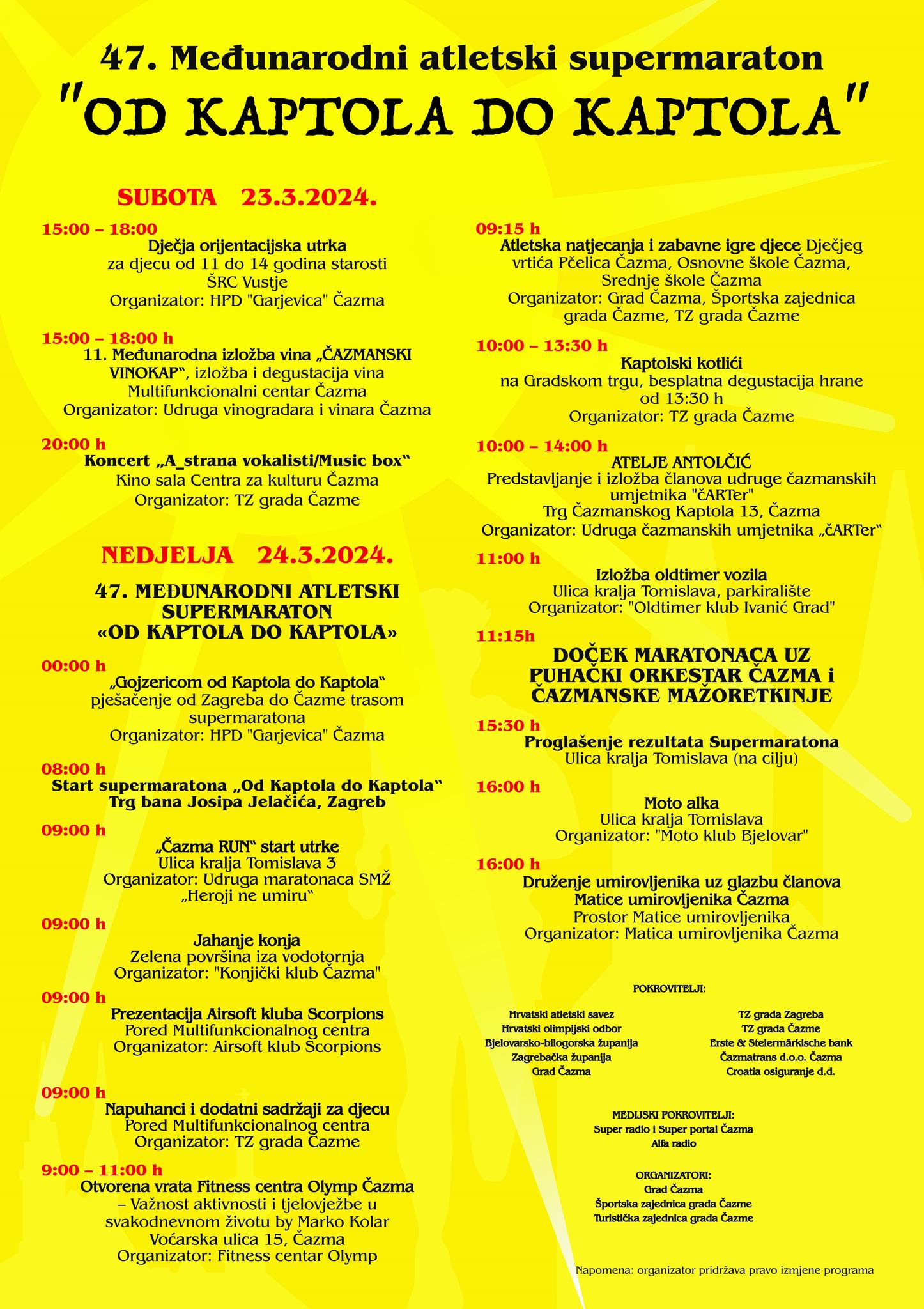 Program ovogodišnjeg supermaratona